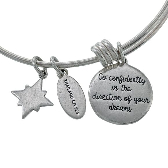 Footnotes Sterling Silver 925 Go Confidently Quote Charm Slide Bracelet 7.5" - Picture 3 of 6